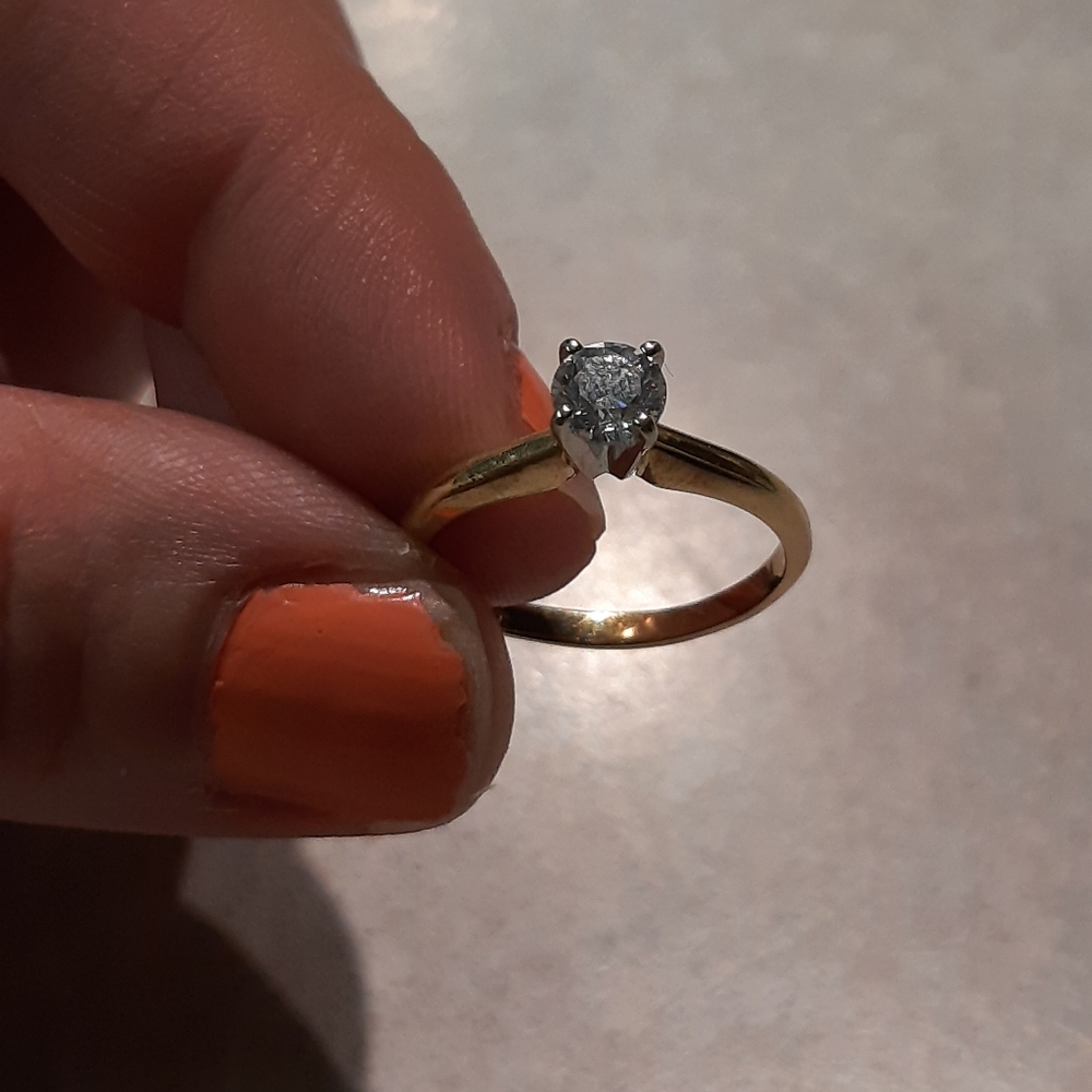 14k yellow gold 3/8 karat princess cut engagement ring